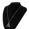 Colares pendentes europeu e americano Anime Silver Color Deathly Hallows Triangle Triângulo Rotativo Personagem Moda Jóia de Jóias