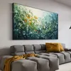 Grote wilde bloemen aangepast schilderen bloeiende groene planten canvas olieverfschilderij 100%handgemaakt abstract bloesem canvas schilderen witte bloem schilderij huisdecoratie