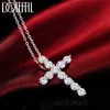 Pendant Necklaces Shiny Crystal Elegant Cross Pendant Silver Color Necklace 18 Inch For Women High Quality Fashion Jewelry Christmas Gift240408JQFB