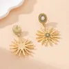 Pendientes de colgación exagerados de moda coreana de girasol perlas para mujeres burlona de la marca atmosférica joyería de diseño de nicho atmosférico