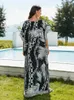 Casual jurken EDOLYNSA Zomer Boheemse bedrukte strepen Oversize Kaftan Women Holiday Beach Dress Soft Seaside Beachwear Maxi Q1601