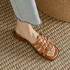 Retro stijl zomer open teen dames slippers mode elegante weefschuifjes schoenen schoenen dames buitenjurk flats sandalias 240328