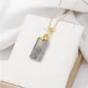 Colliers pendants Amethystes Naturel Collier pendent Cube Cube Slice Stone Charme Gold Color Chain Choker Fashion Bijoux pour les femmes