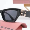 Okulary przeciwsłoneczne projektant MIUI Kobiet Osobowość Lustro nogi metal duży litera m design mticolor cat oko oka okulary z pudełkiem deliv dhdd9