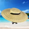 Sombreros anchos sombreros de cubo Rafia Rafia Bordeo ancho Gat de navegación 12/15/18 cm Gombado de paja Mujeres plano Verano con cinta de cinta negra blanca Capa de la playa de la playa Y240409