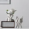 北ヨーロッパボディアート抽象的な人間の顔セラミック花瓶アートフラワークリエイティブフラワーポットデスクトップ装飾品ホームデコレーション