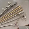 Hårklämmor Barrettes Fashion Butterfly Sticks For Women Metal Clip Pins Minimalistiska Irregualr Girls Hairpins Bun Maker Headwear Dro Dhnvd