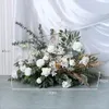 Decorative Flowers White Wedding Arch Backdrop Decor Artificial Flower Row Arrangement Hanging Corner Party Table Centerpiece Floral