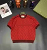 Sweaters para mujeres de diseño 2024 Spring/Summer Nuevo hilo de terciopelo de camión de lana de oro de manga corta G de manga corta Gole Gole Gold Woolen con textura fina y suave, clásico de punto informal