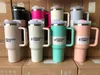 Mugs Camelia Pink radient Parade Black Chroma With 1 1 H2.0 40oz Stainless Steel Tumblers Cups with Silicone handle Lid Straw Travel Car mus Water Bottles US STOCK L49