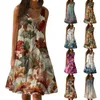 Casual Dresses Women's Summer Fashion Sleeveless Printed Loose Splicing Beach Dress Simple Elegant Vestidos Largos