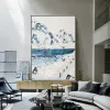 Arthyx Handmade Palette Knife Snow Mountain Oil Paintings On Canvas,Abstract Landscape Modern Home Decor Picture For Living Room