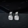 Pendientes de sementales Total 4.34ct Corte cuadrado Moissanite 925 Silvero de plata 7 mm Conocimiento de bodas Aerrado joyas finas