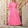 Casual Dresses Autumn Pleated Shirt Dress Fashion A-Line Single Breasted Turn-Down Collar High midje Solid Mini 2024 ROBES