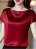 Zanzea Summer Fashion Blouse Elegante camicia satinata a maniche corte Women Elegante OL Work Female Blusas Tunic Chemise 240326