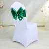Chair Covers 10 Pcs Metallic Stretch Spandex Sash Band Gold Silver Lycra Wedding Bow Free Tie For El Banquet Decoration