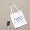 Shopping Bags Elegant Ballet Canvas Tote Bag Casual Shoulder School Fashion Dancer Reusable Women's Kawaii Handbags