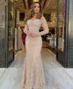 2024 Роскошное шампанское русалка выпускная выпускная платье с плечевых рукавов бусинки хрустальные платья на день рождения.