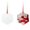 3inch 4Style Sublimation Blanks Glass Christmas Pendant Single Side Heat Transfer Ornaments Festival Decore With Red Ribbon For DIY ZZ