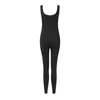 Rib Sleeveless Solid Sports Jumpsuit For Women Fashion Yoga Square Neck Strap Training Woman Clothing Playsuit 240409