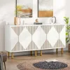 Tribesigns Modern White Storage Cabinet Set, Freestanding Floor Cabinet, Classic 59 inches Sideboard, Wood Buffet Cabinet