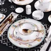 Placas Golden Stroke West Lake Ceramic Dinnerware Conjunto chinês osso vintage China pintou jantar e tigelas