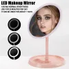 Miroir de maquillage avec lumière LED intégrée dans la batterie USB USB réglable rechargeable tricolor hd amovible back vanity miroir de beauté outil