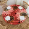 Table Cloth 1Pc Waterproof Tablecloths Round Elastic Tablecloth Red Sunflowers Pattern Cover Coffee Pad