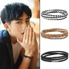 Bangle Fashion Men's Hand-Woven Multilayer Leather Armband Handgjorda Wrap Twist Gift Jewlery