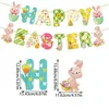 Party Decoration Happy Easter Banner Morot Eggs Hanging Garland Flag för hemfestivalbunting leveranser