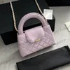 23K Kadın Lüks Marka Kapitone Mor Yağ Balmumu Deri Debriyaj Çantaları Altın Zincir Crossbody Omuz Çantaları Klasik Mini Elmas Kafes Çantası Vanity 20x12cm