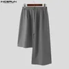 Мужские штаны Incerun 2024 Корейские юбки Стильная личность нерегулярная длинная уличная одежда свободна брюки наполовину тела S-5xl
