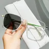 サングラスポジティブな変色アンチブルーライトグラスブルーレイブロッキングアイプロテクションスクエア眼鏡ウルトラライトメタル