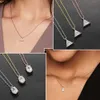 Hänge halsband kvinnor droppe kristall hänge halsband koreansk mode guld geometri cz halsband tillbehör juvelryq