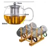 Teaware sätter te värmebeständigt glas 1 tekanna 6tea kopp 1 hållare mugg koppar set tekoppar och muggar tekoppskål