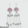 Boucles d'oreilles en peluche Hermosa Fashion Pink Five Flower High Quality Drop pour femmes bijoux