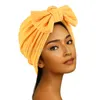 New Women Big Bow Knot Turban Hijab Indian Muslim Chemo Hair Loss Cap Stretchy Beanie Cap Arab Islamic Bonnet Cover Cancer Hat