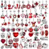 Vente chaude Rouge Series 925 SERRING Silver Strawberry Heart Christmas Pendant Charm Beads Fit Original Pandora Bracelet Diy Bijoux