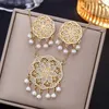 Necklace Earrings Set Boho Vintage Ethnic Flower Sets Luxury Crystal Bridal Jewelry Wedding Accessories Women BIjoux Gift