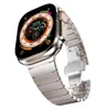 För IWatch Ultra 49mm rostfritt stålband Apple Watch 8 41mm 45mm Band 4244mm 38mm 40mm Link Armband Metal Fary Button Wa3497273