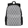 Sac à dos léger Sharkskine gris blanc quatrefoil sac à dos pour les adolescents scolaires sacs de voyage de voyage classiques de la mode orientale géométrique