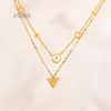 Never Fading 18K Gold Plated Luxury Brand Designer Pendants Necklaces Crystal Stainless Steel Letter Choker Pendant Necklace Chain Jewelry Accessories Gifts