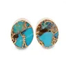 Boucles d'oreilles 5pair Chic ovale naturelle turquoise pierre or plate-plaque d'oreille boucles rétro femme bijoux cadeaux en gros