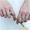 Klusterringar 2024 High-End Pure 925 Sterling Sier Dazzling Star Ring 18K Platinum For Women s smycken Tillbehör Drop Delivery Otjkc