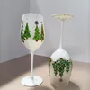 Verres à vin 2pcs créatifs de Noël arbre peint à la main Crystal Verre rouge européen gobelet cup fête à la maison cadeaux