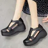 Drkanol Fashion Retro Summer Scarpe Women Wederges Sandals fatti a mano Piattaforma Hollow Piattaforma Hollow Female Black 240326