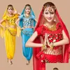Stage Wear 4pcs/Set Women Belly Dance Costumes for Woman Dress Adt Bellydance Suet Lady Abbigliamento Top Skirt Cintura Velio Set Delivery Delive Dhvly Dhvly