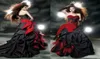 2018 preto gótico e vermelho uma linha brufles vestidos de noiva sweetheart karlenseset espartilho modesto vestidos de noiva tafeta back1232205