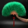 Decorative Figurines Handheld Feather Fan Luxurious Champagne With Tassels Pendant Headband Elegant Burlesque Marabou For Clothing