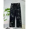 Originele baal Fit Casual Pants Graffiti Retro Distressed Wide Leg Jeans Washing Rechte los passende jeans Designer jeans vrouw jeans 932